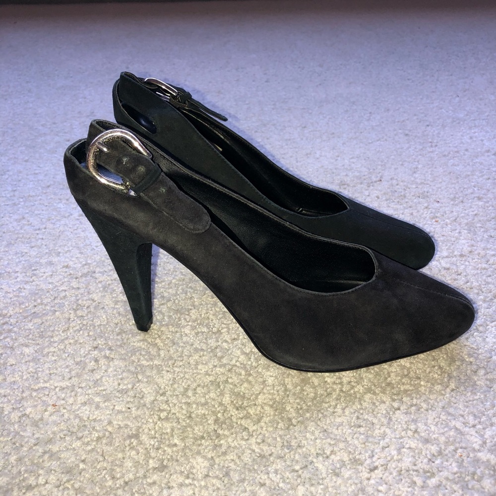 Steve Madden black suede heels.